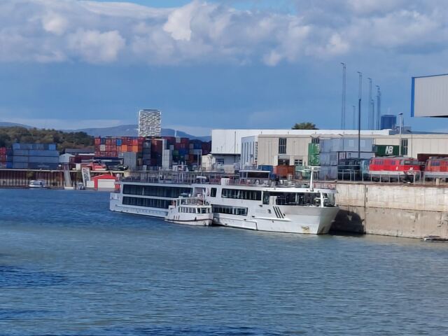 Donaukreuzfahrtschiff mit Jungem