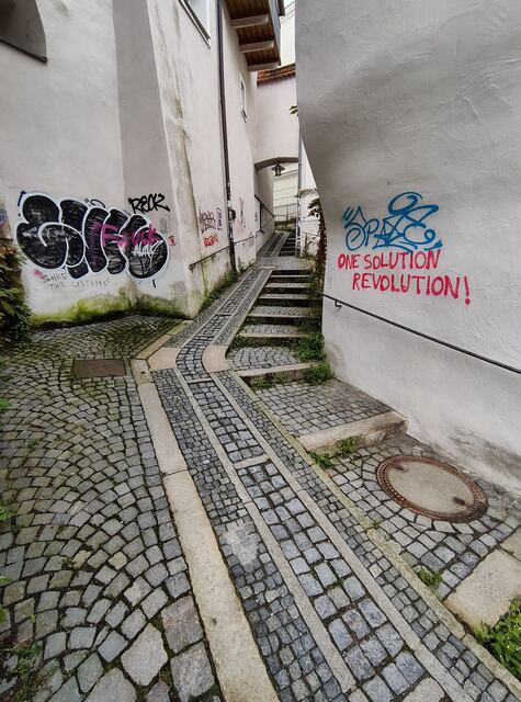 Extrem steiler Radweg in Passau
